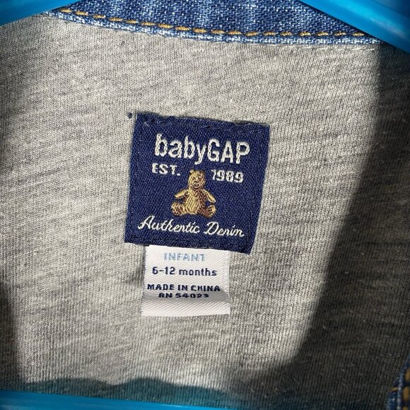 Baby GAP Denim Jacket Infant 6-12 Months Blue Snap Button Trucker 100% Cotton - Picture 4 of 12